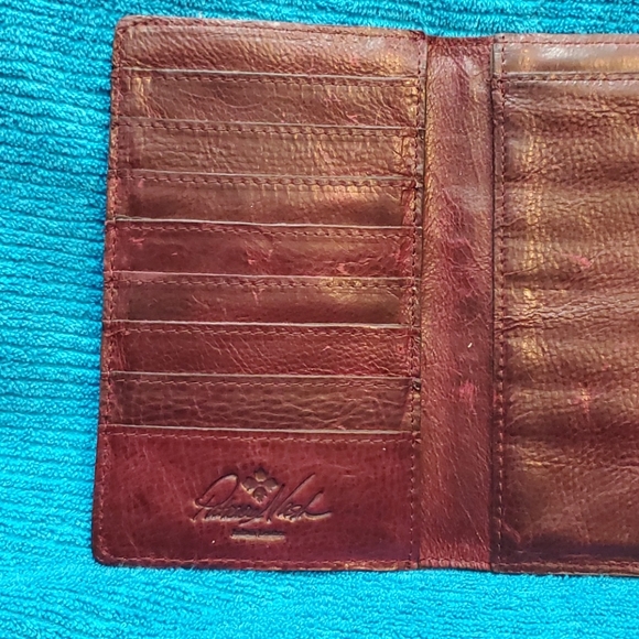 Patricia Nash distressed burgundy leather wallet EUC
